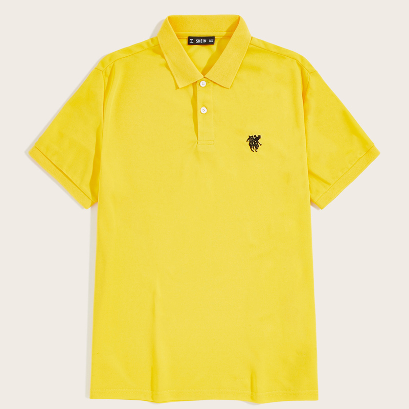 

Guys Neon Yellow Embroidery Detail Polo Shirt, Yellow bright
