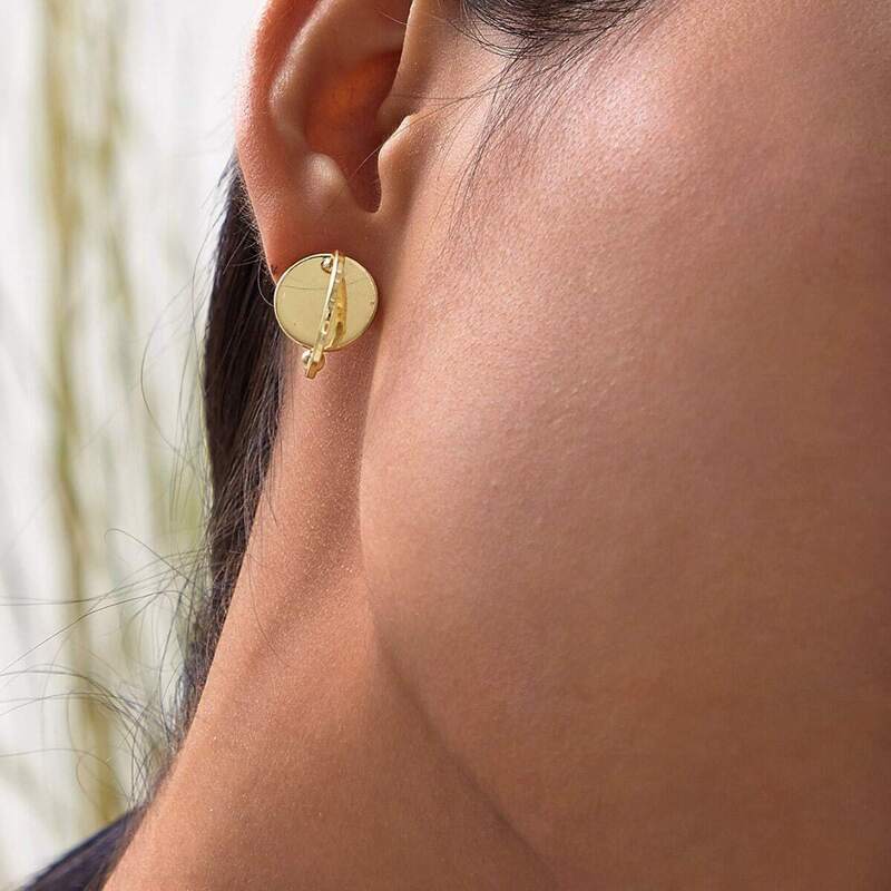 

Round Decor Stud Earrings 1pair, Gold