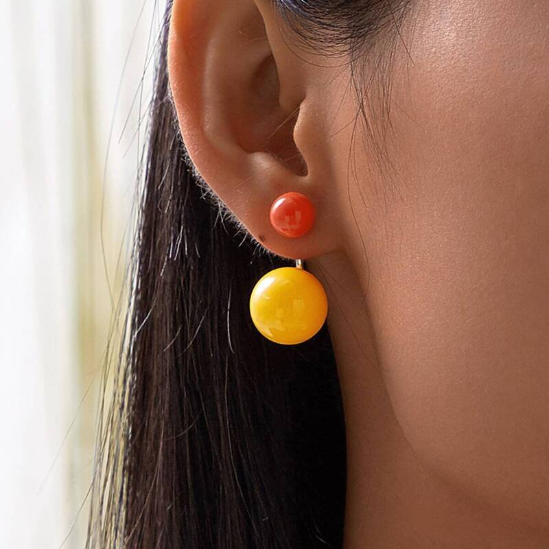 

Colorblock Ball Mismatched Drop Earring Jackets 1pair, Multicolor
