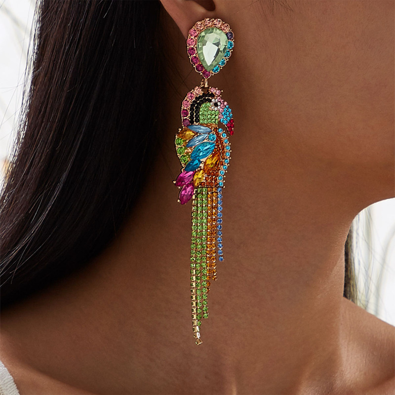 

Rhinestone Decor Parrot Drop Earrings 1pair, Multicolor