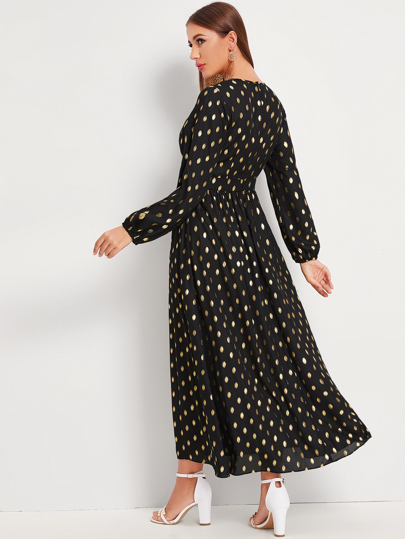 Robe longue à imprimé or