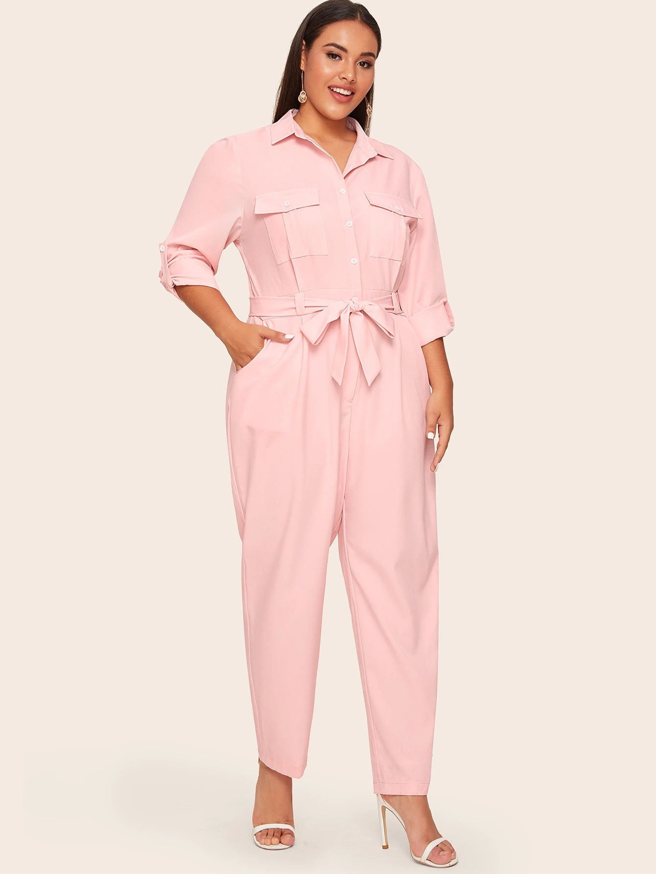 belted cargo jumpsuit