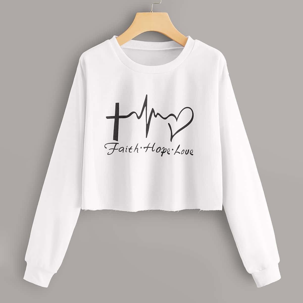 

Letter Graphic Drop Shoulder Sweatshirt, White