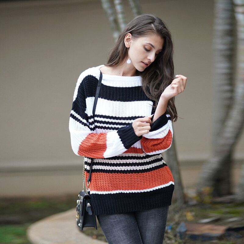

Color Block Pointelle Knit Sweater, Multicolor