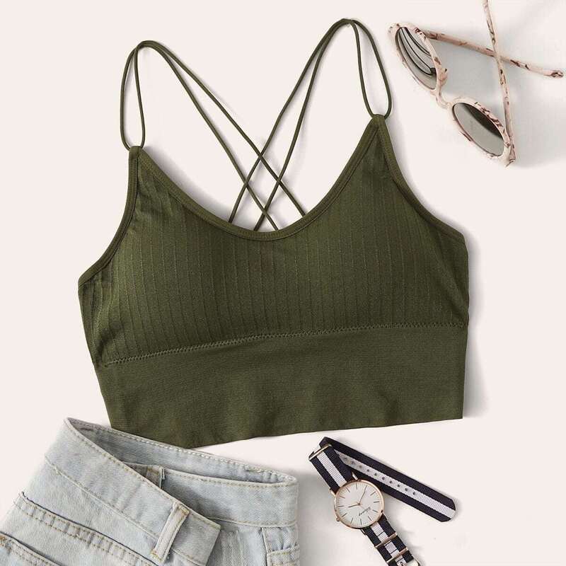 

Crisscross Back Bralette, Army green