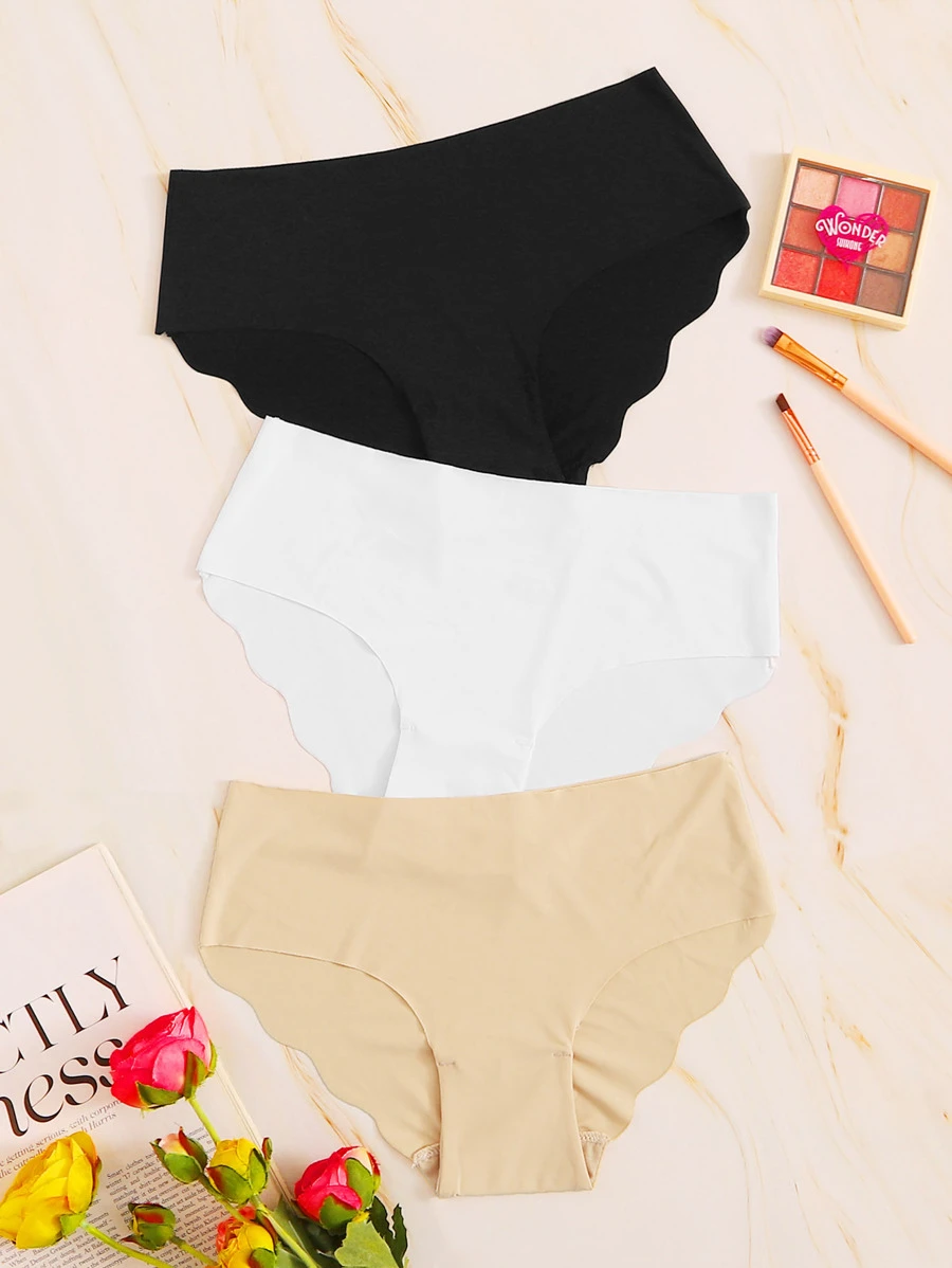 Scalloped Trim Seamless Panty Set 3pack - Multicolor - View 1