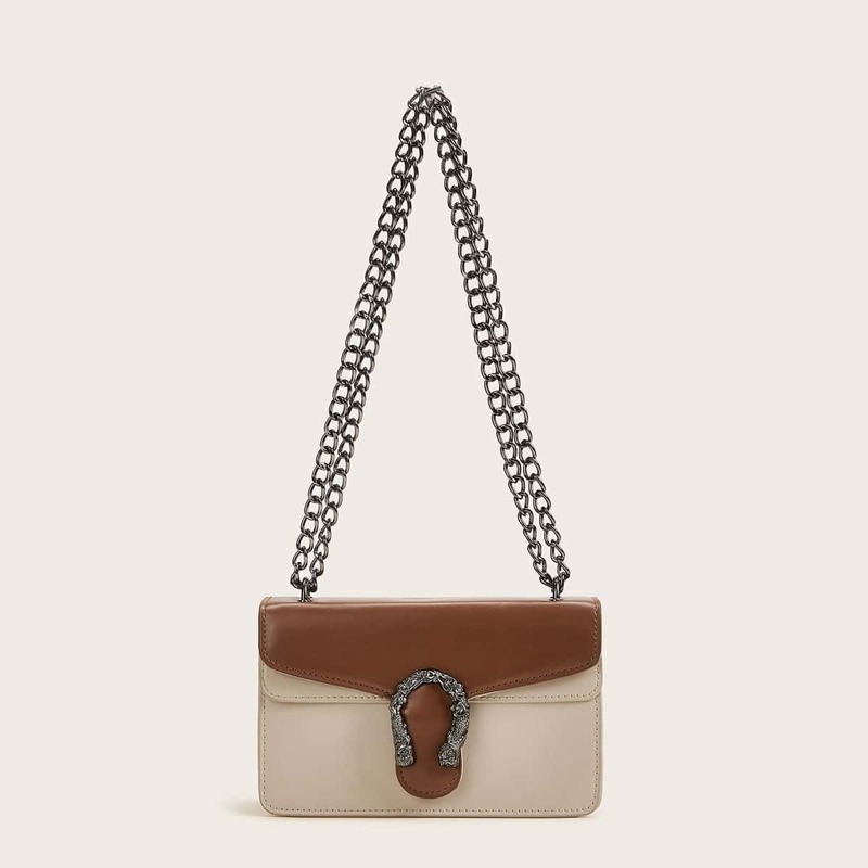 

Two Tone Chain Crossbody Bag, Multicolor