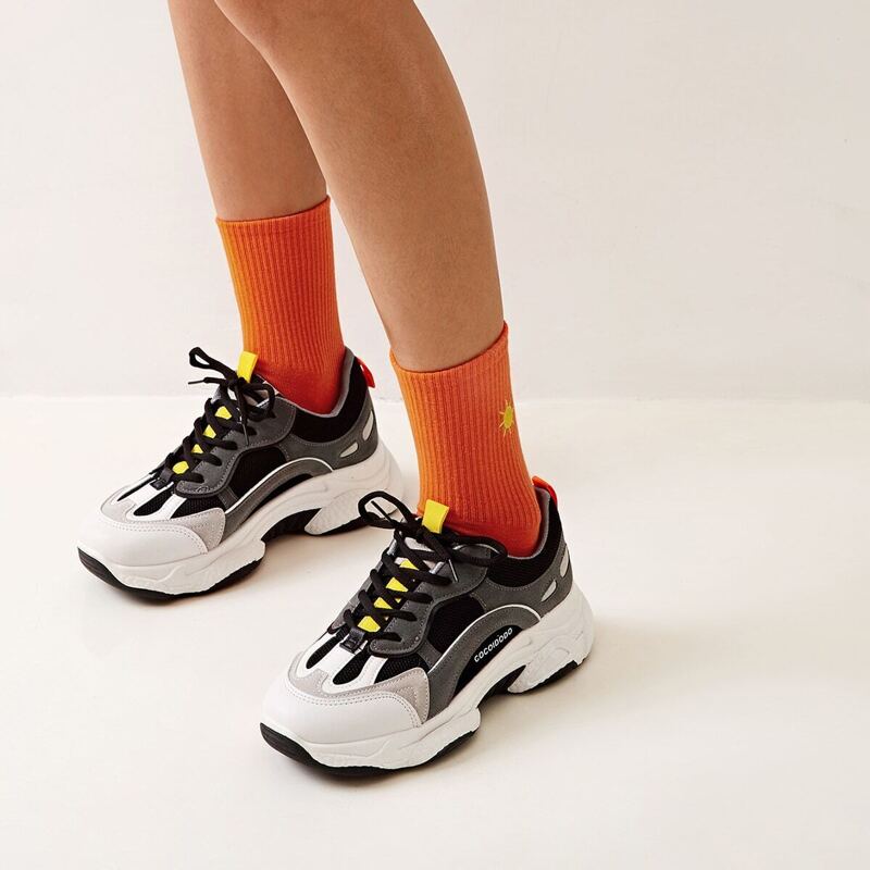 

Lace-up Front Chunky Sole Sneakers, Grey