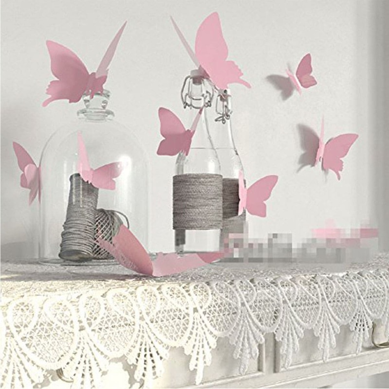 

3D Butterfly Holiday Decoration 12pcs, Pink