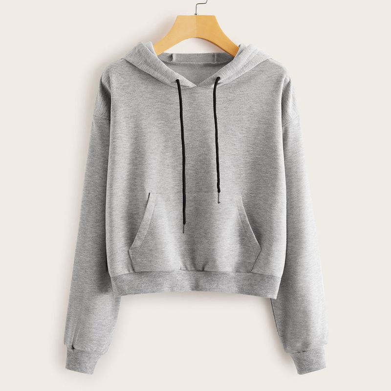 

Kangaroo Pocket Drop Shoulder Drawstring Hoodie, Grey