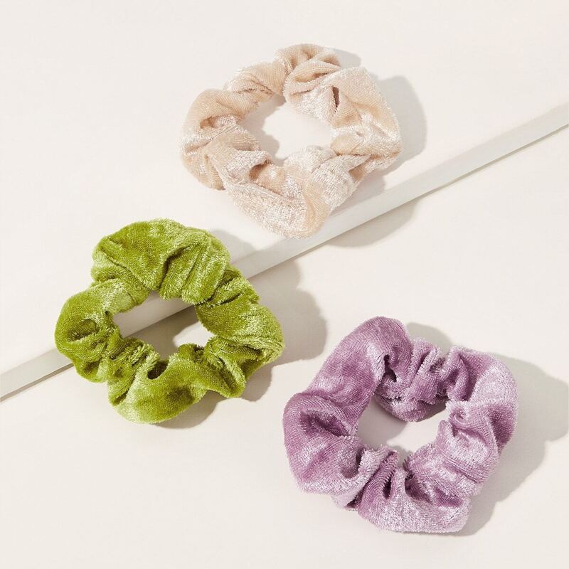 

Solid Color Velvet Scrunchies Set 3pcs, Multicolor