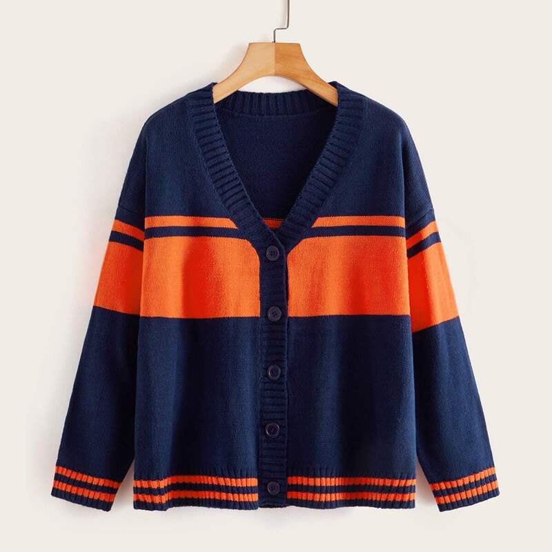 

Contrast Panel Button Through Cardigan, Multicolor