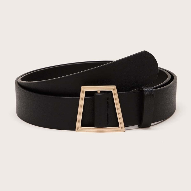 

Geometric Metal Buckle Belt, Black