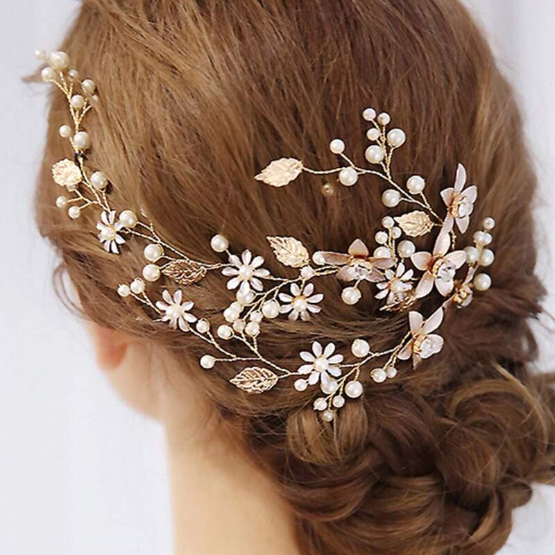 

Faux Pearl & Leaf Decor Hair Clip, Multicolor