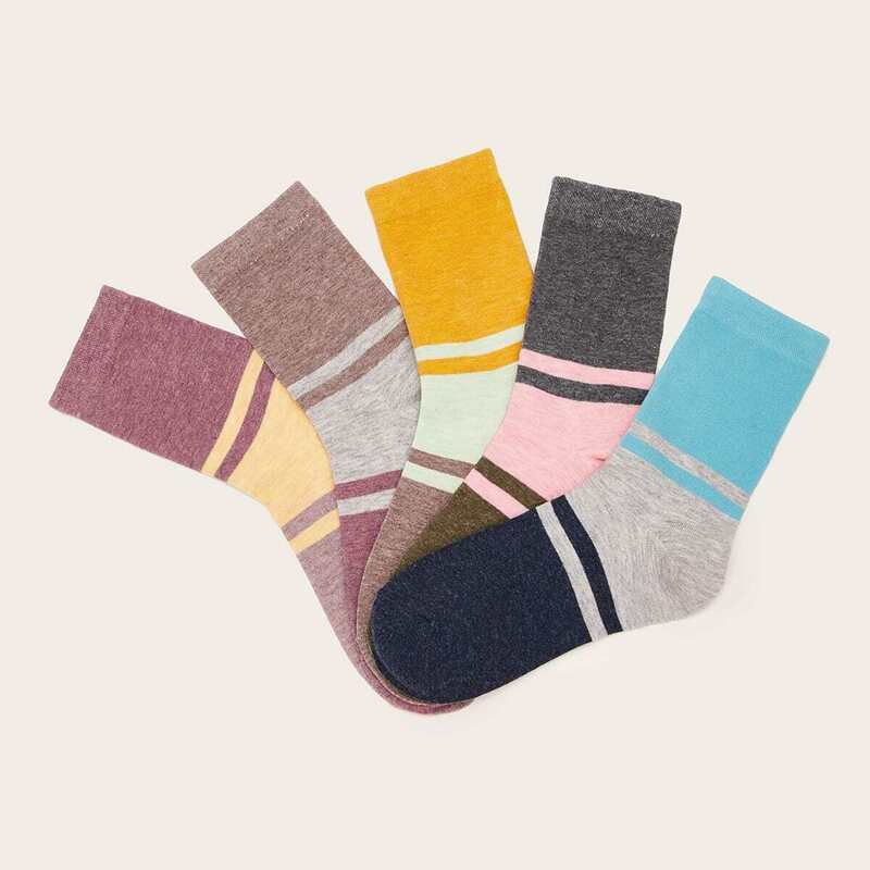 

Colorblock Socks 5pairs, Multicolor