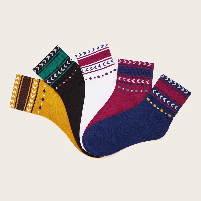 

Chevron Pattern Socks 5pairs, Multicolor