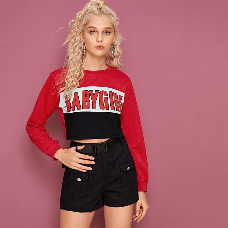 

Cut And Sew Letter Graphic Sweatshirt, Multicolor