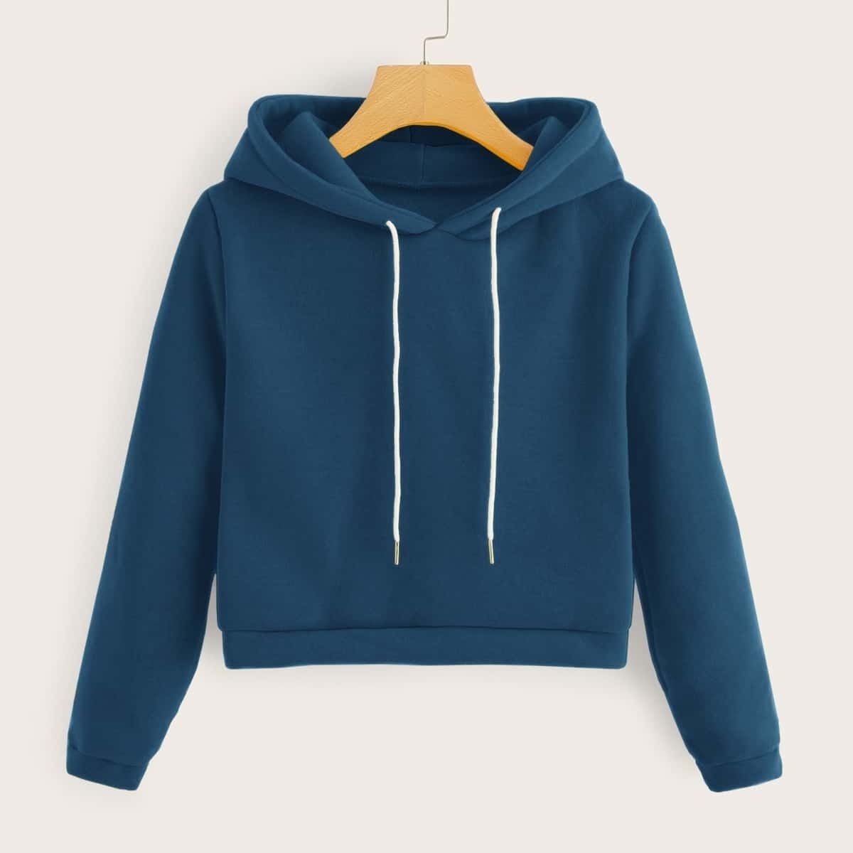 

Drawstring Detail Long Sleeve Hoodie, Blue
