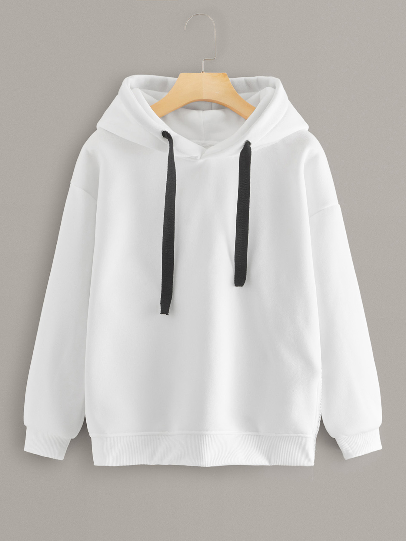 Side Zipper Solid Hoodie thumbnail