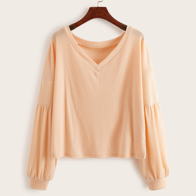 

V-neck Drop Shoulder Sweatshirt, Nude