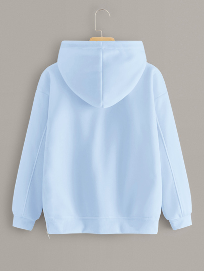 Drop Shoulder Drawstring Hooded Sweatshirt