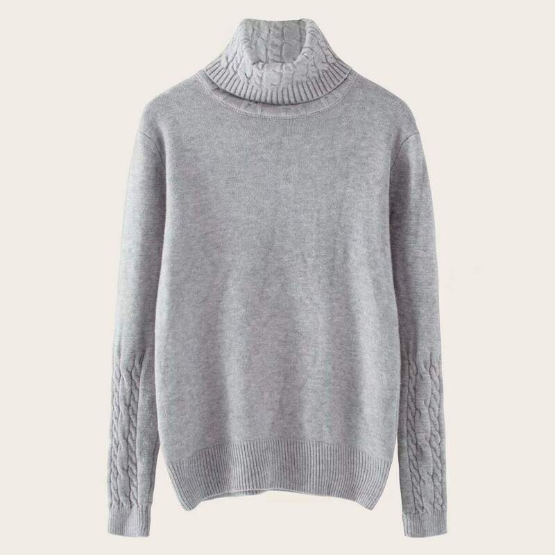 

Cable Pattern High Neck Jumper, Grey