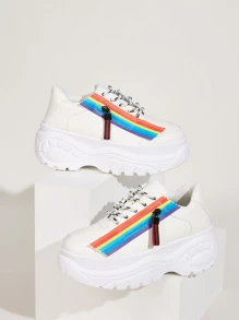 white shoes with rainbow laces