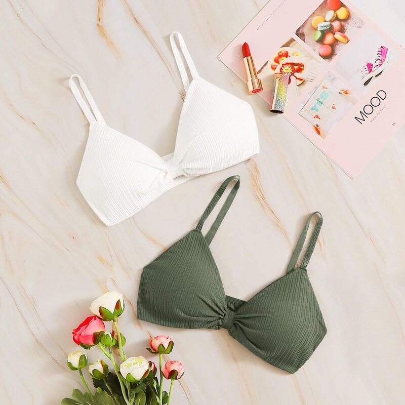 

Rib Adjustable Strap Bra Set 2pack, Multicolor