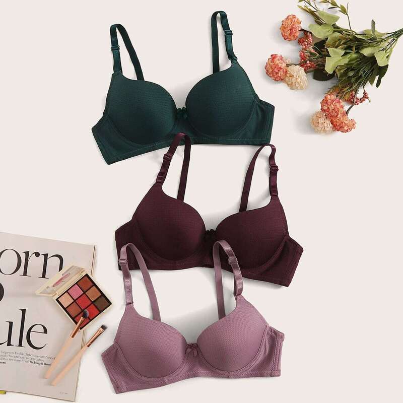 

Adjustable Strap Underwire Bra Set 3pack, Multicolor