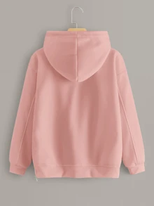 Sudaderas Cordón Liso Rosa Casual - Rosa vieja - Ver 2