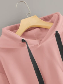 Sudaderas Cordón Liso Rosa Casual - Rosa vieja - Ver 3