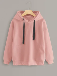 Sudaderas Cordón Liso Rosa Casual - Rosa vieja - Ver 1