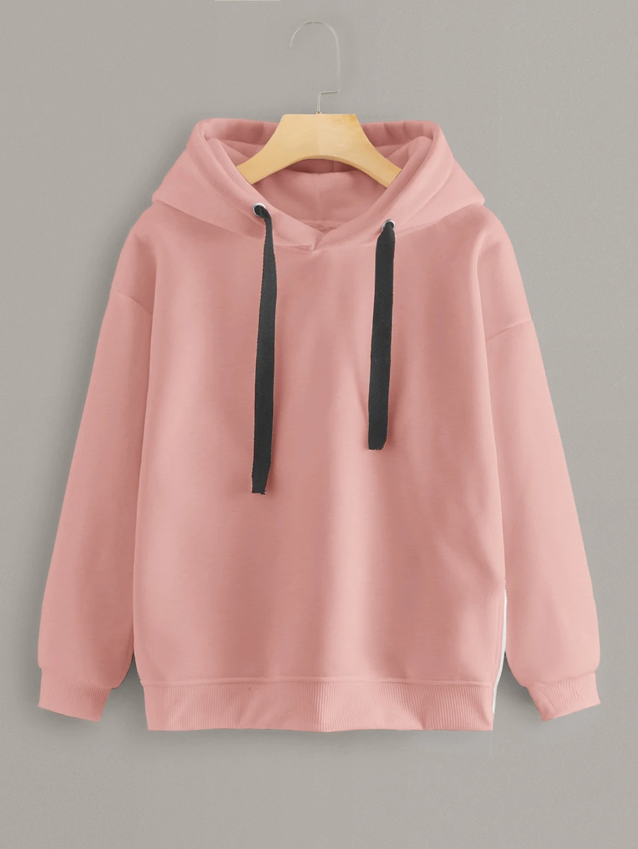 Sudaderas Cordón Liso Rosa Casual - Rosa vieja - Ver 1
