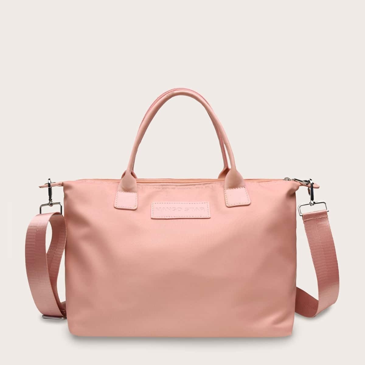

Patch Decor Nylon Tote Bag, Pink