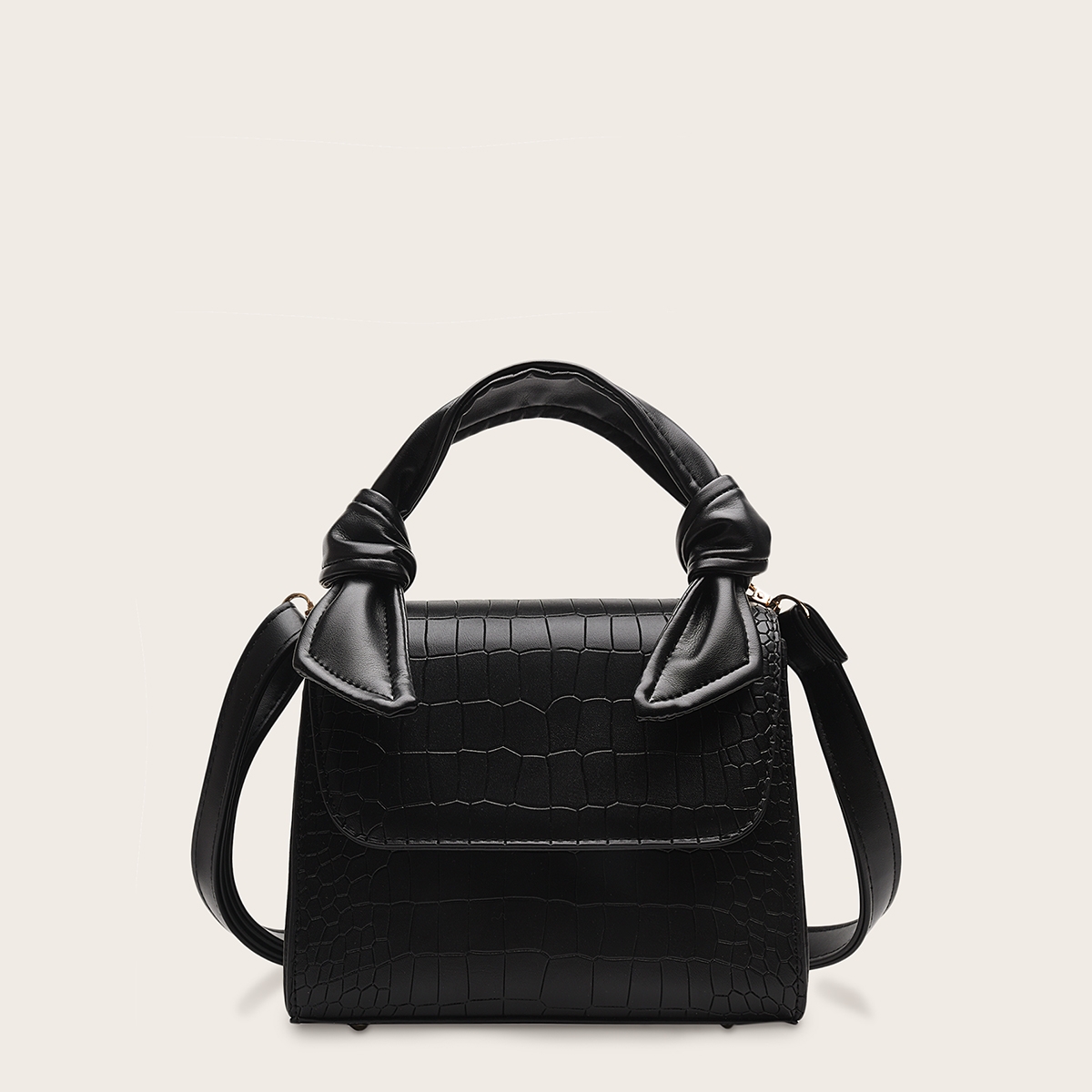 Image of Croc Embossed Flap Satchel Bag