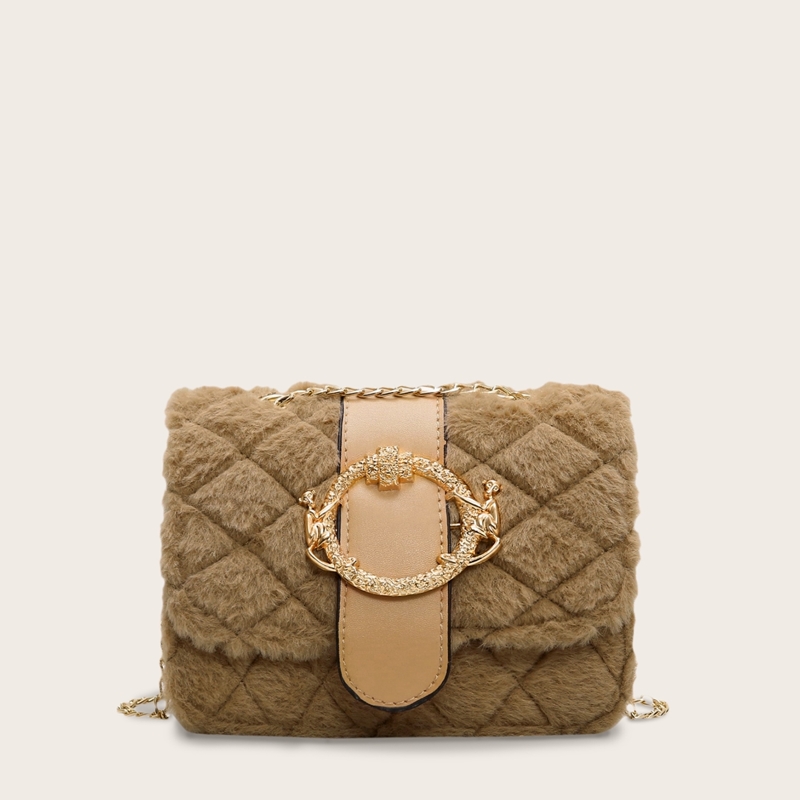 

Fluffy Chain Crossbody Bag, Brown