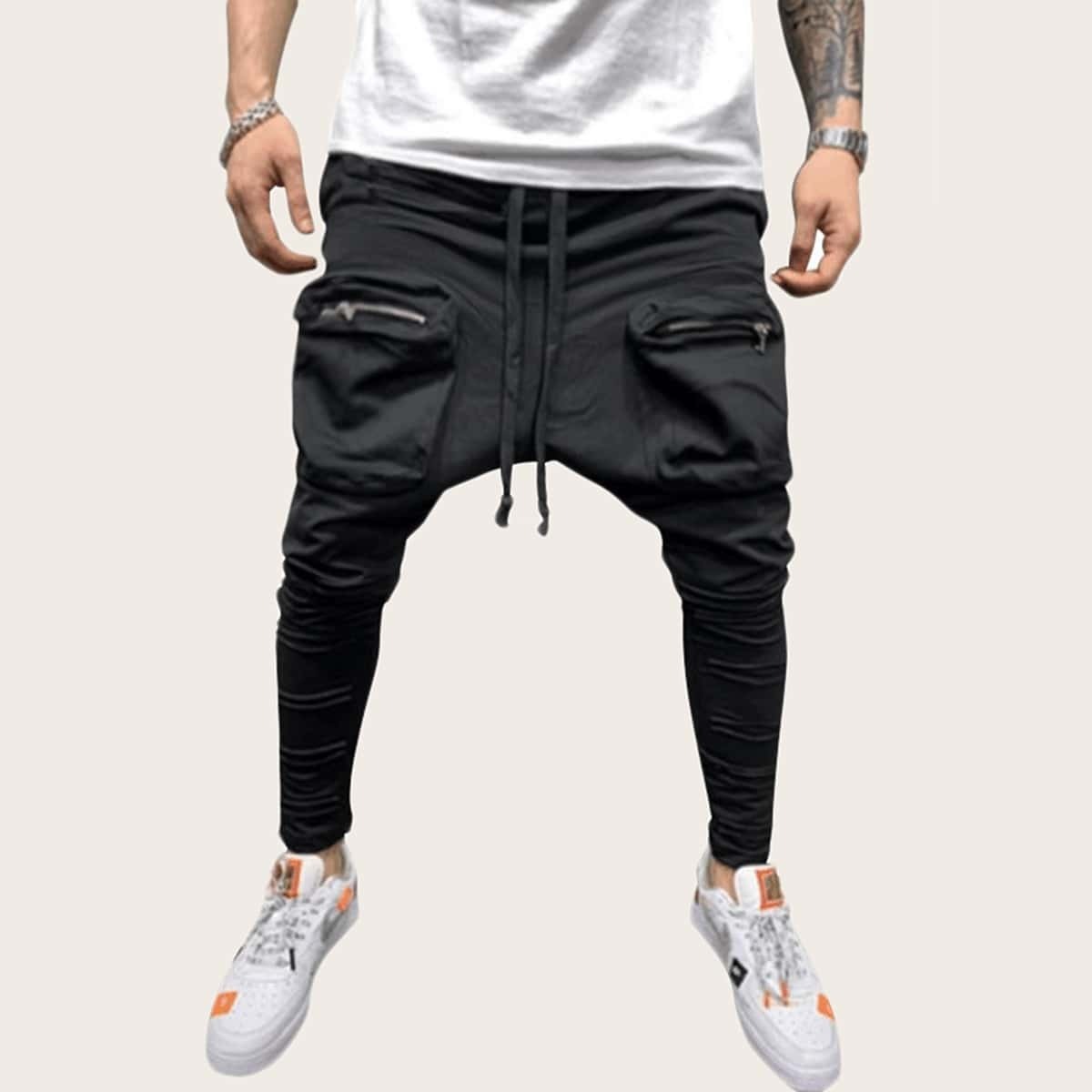

Guys Pocket Side Drawstring Sweatpants, Black
