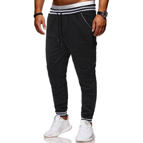

Guys Stripe Trim Drawstring Sweatpants, Black