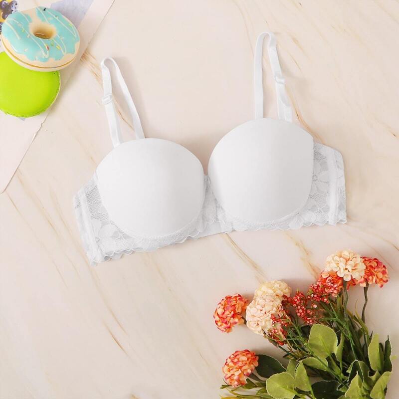 

Floral Lace Push Up Underwire Bra, White