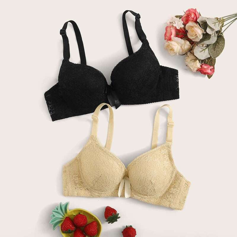 

Floral Lace Underwire Bra Set 2pack, Multicolor