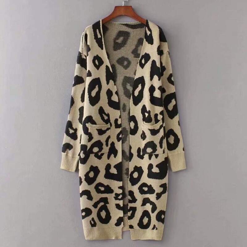

Leopard Print Dual Pocket Cardigan, Multicolor