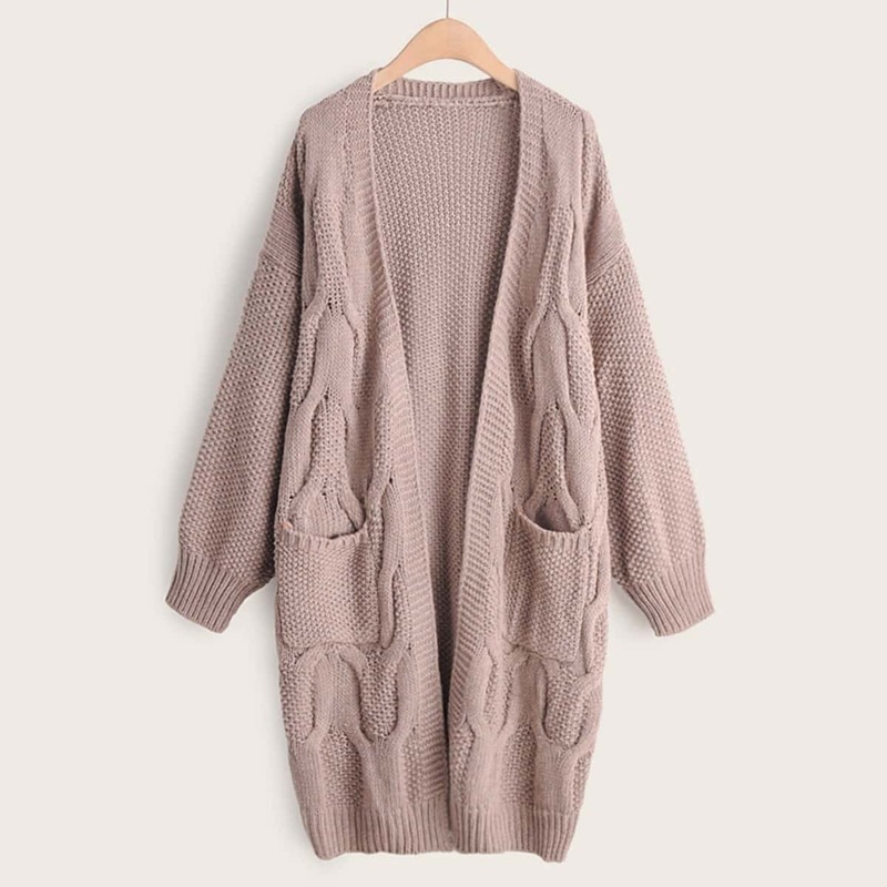 

Drop Shoulder Dual Pocket Cardigan, Nude