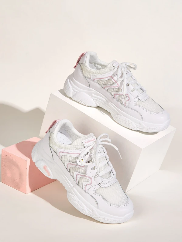 lace up chunky sole trainers