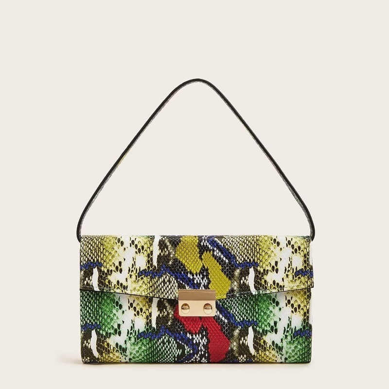 

Snakeskin Print Bagettue Bag, Multicolor