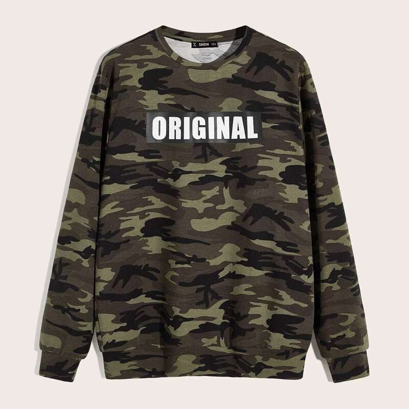 

Guys Letter & Camo Print Sweatshirt, Multicolor