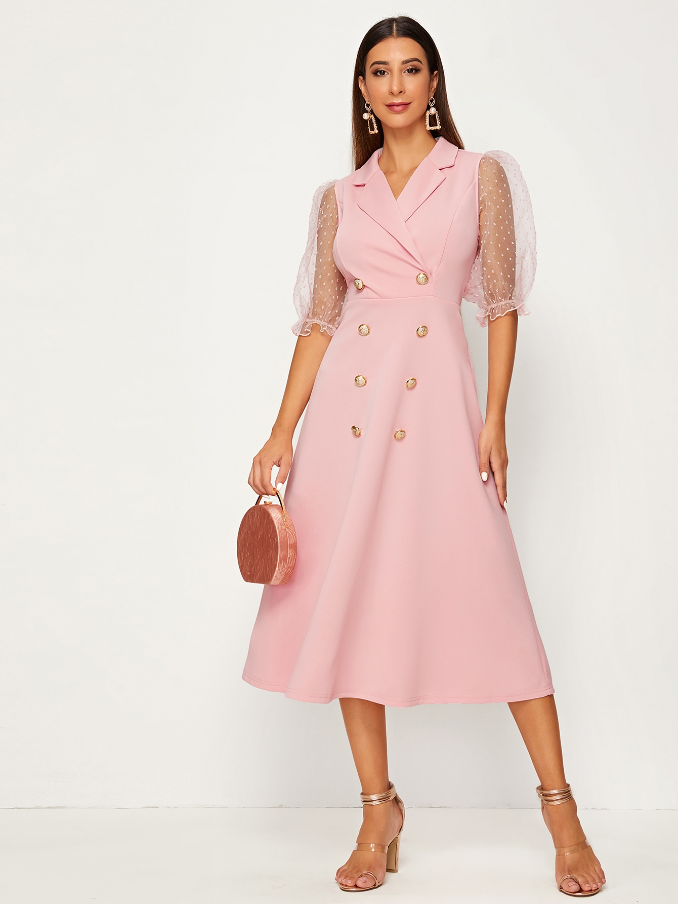 baby pink blazer dress