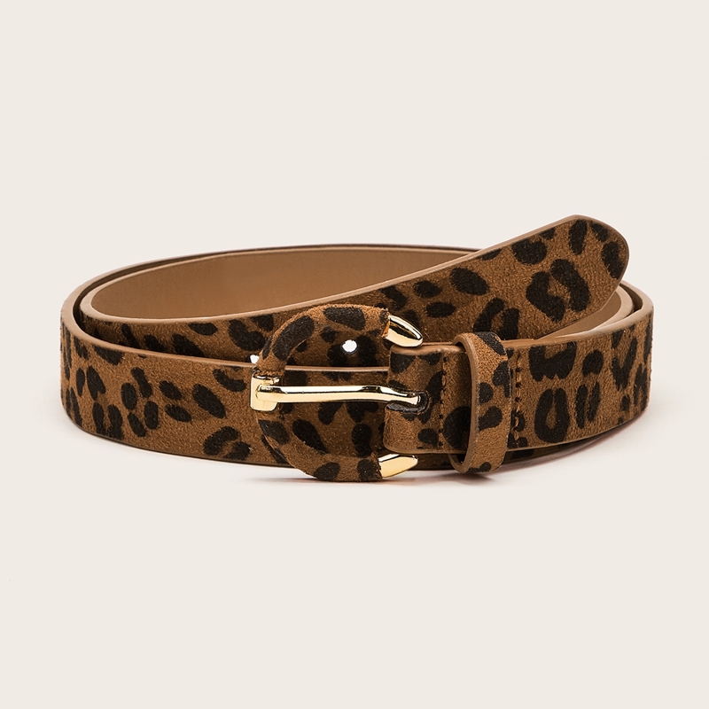 

Leopard Pattern Metal Buckle Belt, Multicolor
