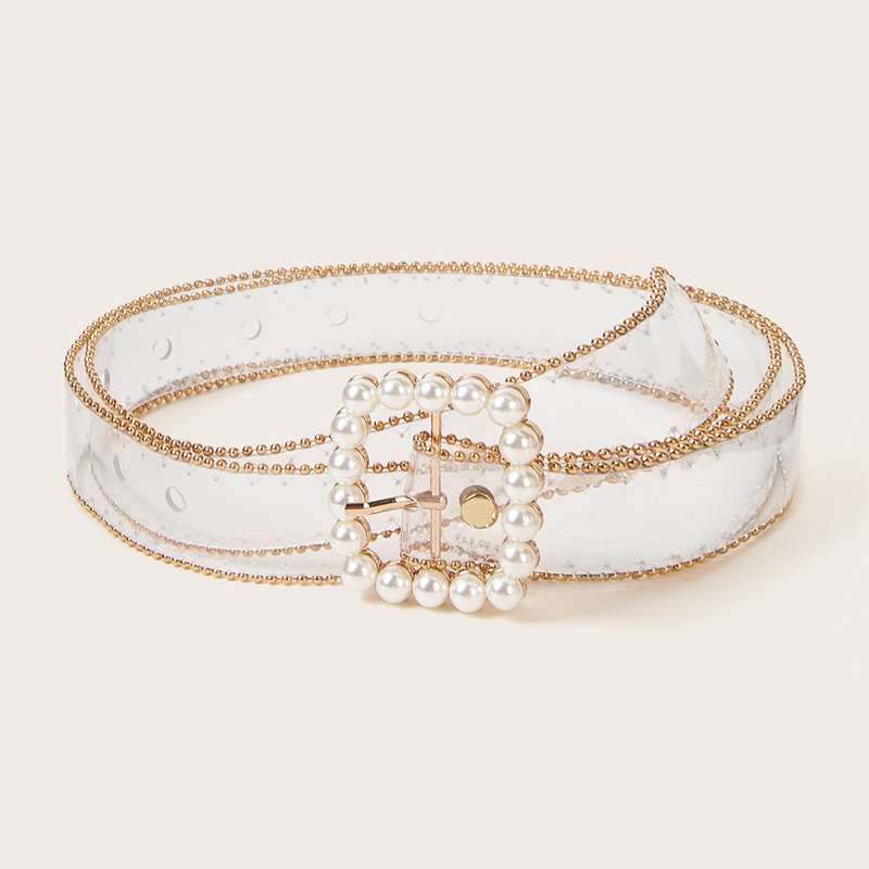 

Faux Pearl Decor Transparent Belt