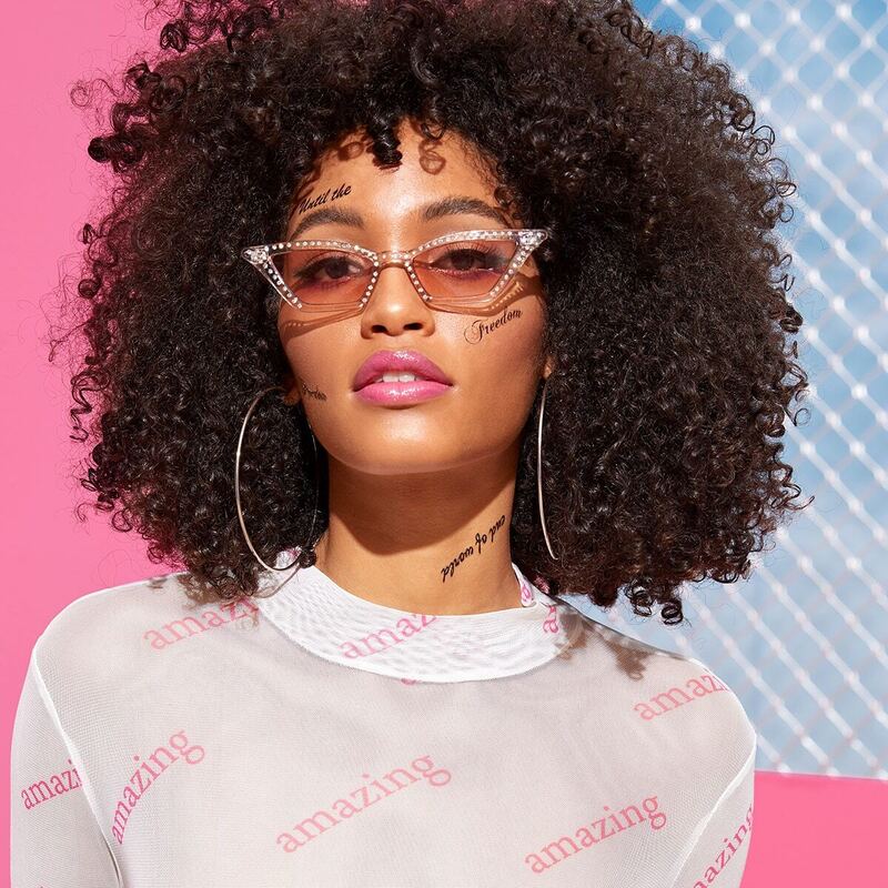 

Rhinestone Decor Cat Eye Sunglasses With Case, Pink