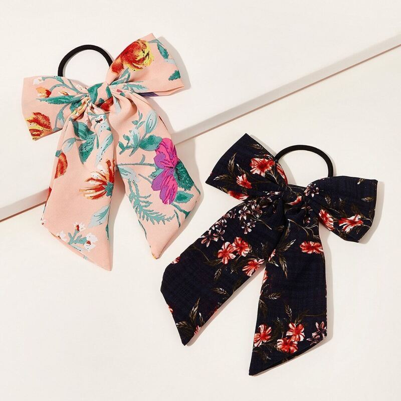 

Flower Pattern Hair Tie 2pcs, Multicolor